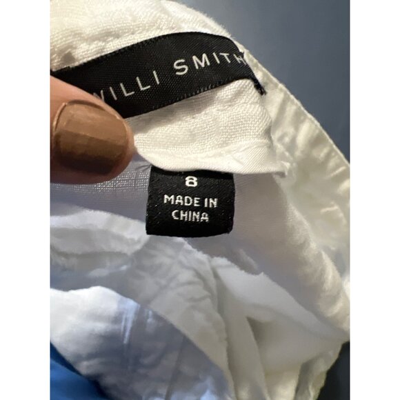 Womens Linen Pants Size 8 White Drawstring Waist Coastal Beach Boho Lagenlook - Picture 8 of 12